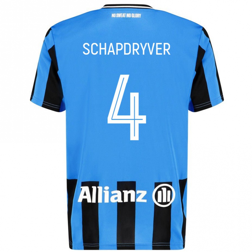 Kids Football Emely Schapdryver #4 Sky Blue Black Home Jersey 2024/25 T-Shirt Canada