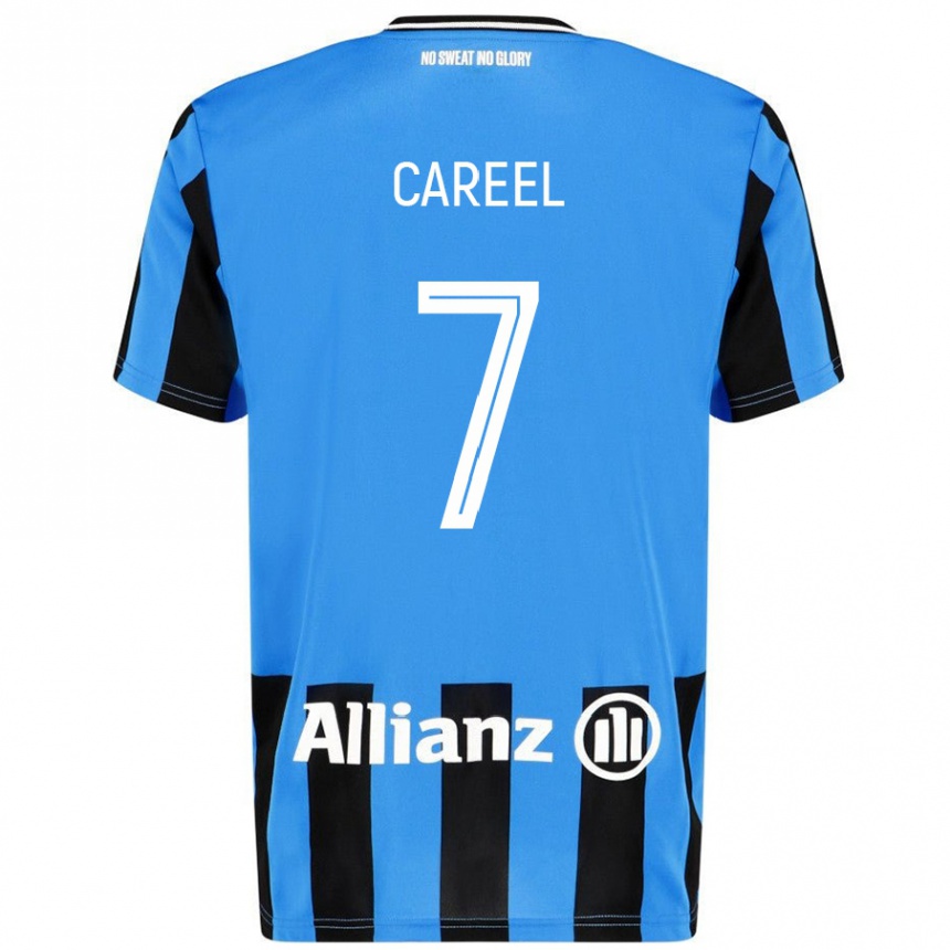 Kids Football Oona Careel #7 Sky Blue Black Home Jersey 2024/25 T-Shirt Canada