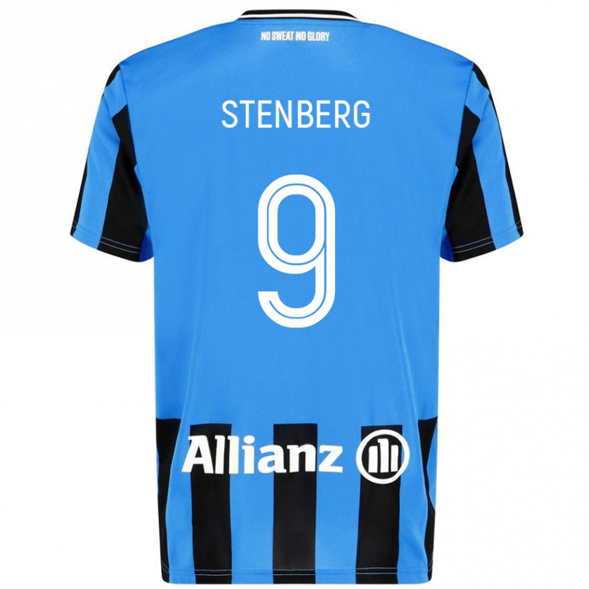 Kids Football Hanna Stenberg #9 Sky Blue Black Home Jersey 2024/25 T-Shirt Canada