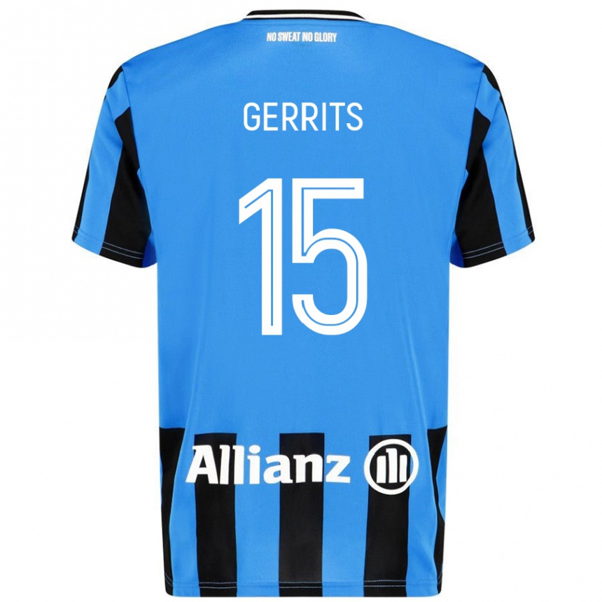 Kids Football Melanie Gerrits #15 Sky Blue Black Home Jersey 2024/25 T-Shirt Canada