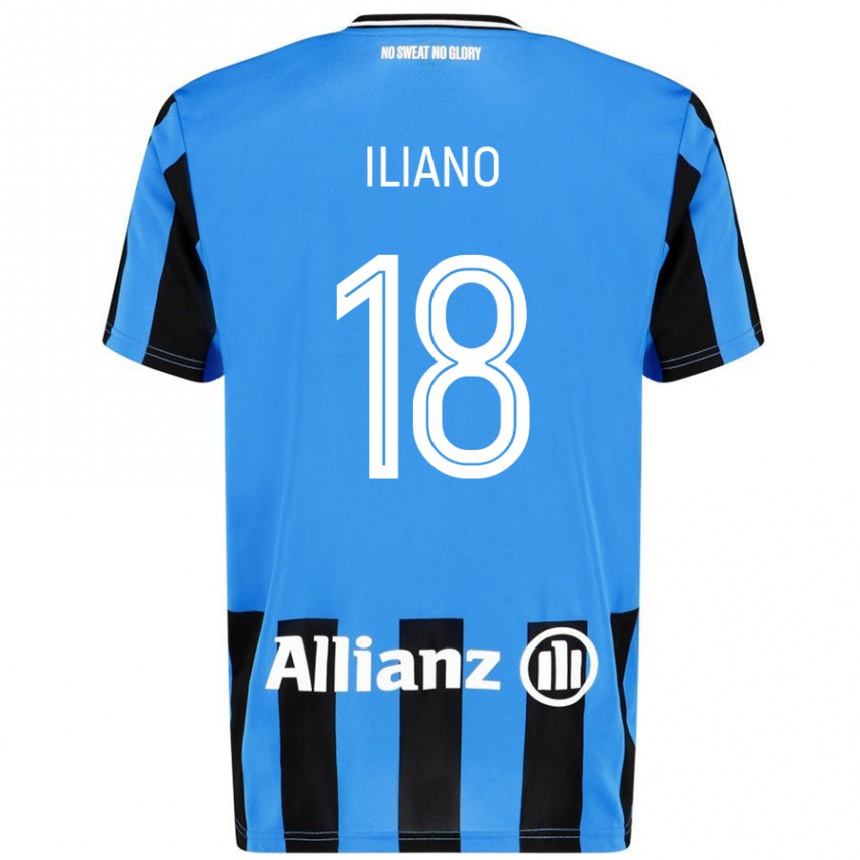 Kids Football Isabelle Iliano #18 Sky Blue Black Home Jersey 2024/25 T-Shirt Canada