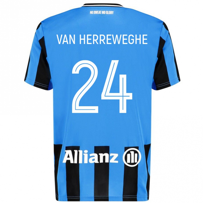 Kids Football Febe Van Herreweghe #24 Sky Blue Black Home Jersey 2024/25 T-Shirt Canada