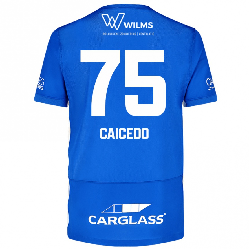 Kids Football Alfred Caicedo #75 Blue Home Jersey 2024/25 T-Shirt Canada