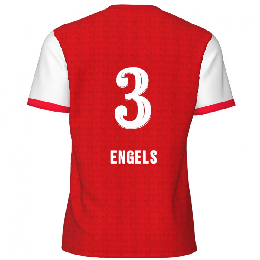 Kids Football Björn Engels #3 Red White Home Jersey 2024/25 T-Shirt Canada