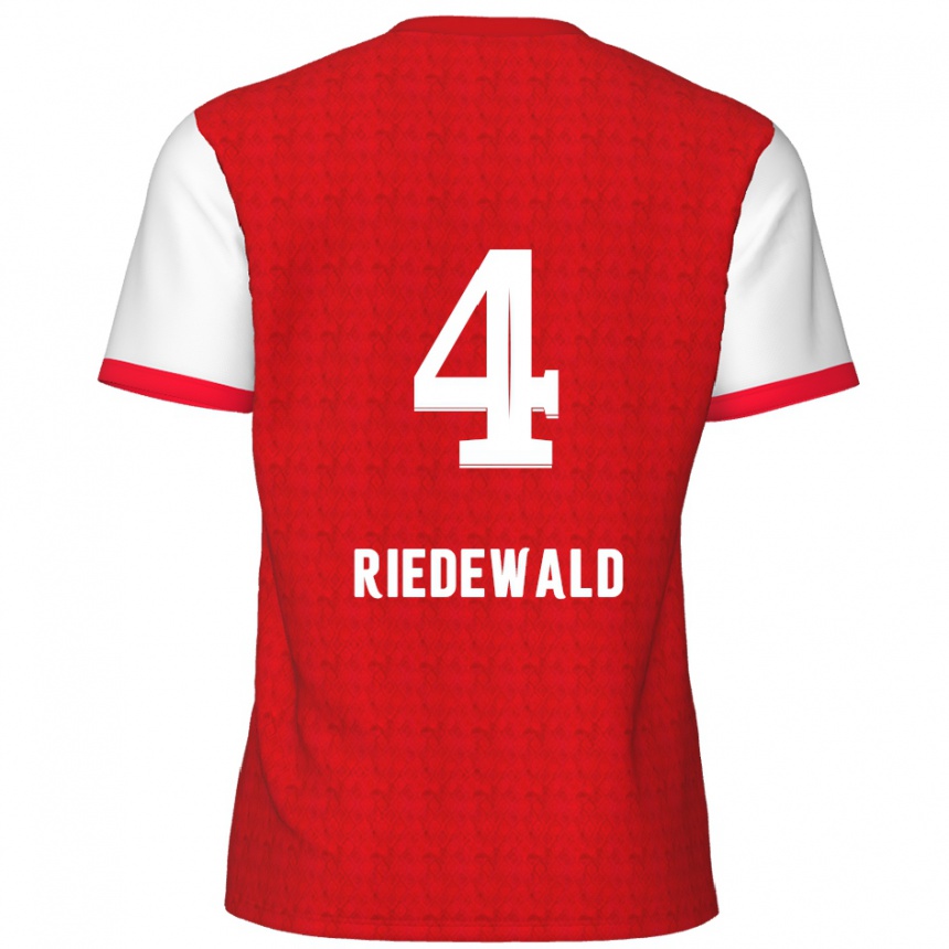 Kids Football Jairo Riedewald #4 Red White Home Jersey 2024/25 T-Shirt Canada