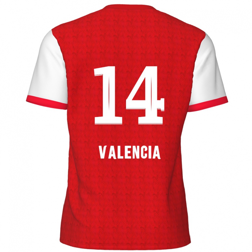 Kids Football Anthony Valencia #14 Red White Home Jersey 2024/25 T-Shirt Canada