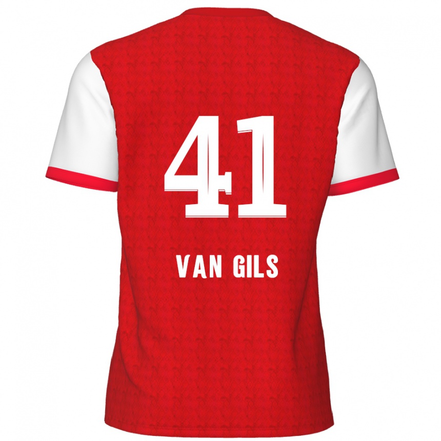 Kids Football Mathis Van Gils #41 Red White Home Jersey 2024/25 T-Shirt Canada