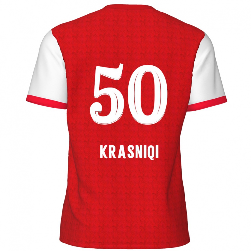 Kids Football Laurit Krasniqi #50 Red White Home Jersey 2024/25 T-Shirt Canada