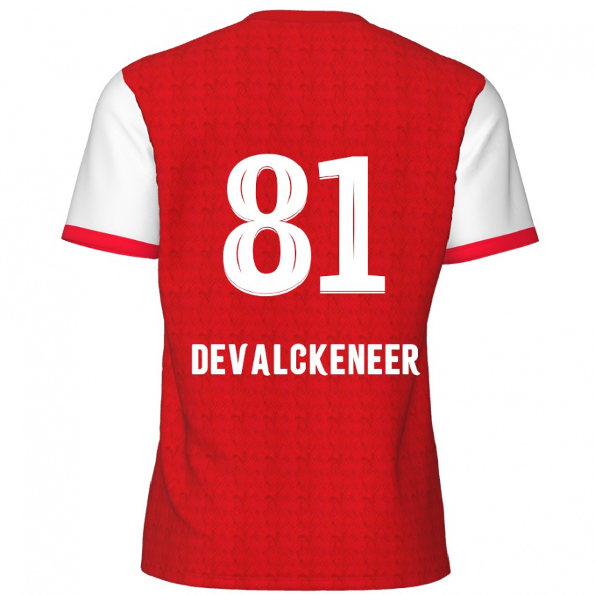 Kids Football Niels Devalckeneer #81 Red White Home Jersey 2024/25 T-Shirt Canada