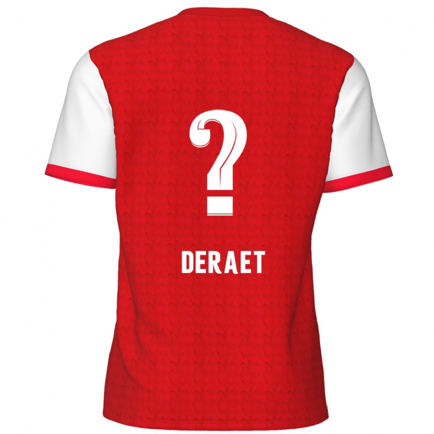 Kids Football Xavi Deraet #0 Red White Home Jersey 2024/25 T-Shirt Canada