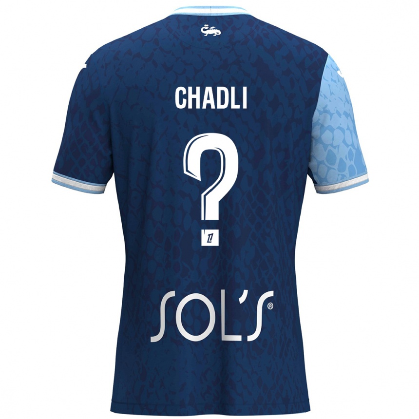 Kids Football Nassim Chadli #0 Sky Blue Dark Blue Home Jersey 2024/25 T-Shirt Canada