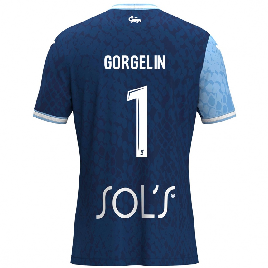 Kids Football Mathieu Gorgelin #1 Sky Blue Dark Blue Home Jersey 2024/25 T-Shirt Canada