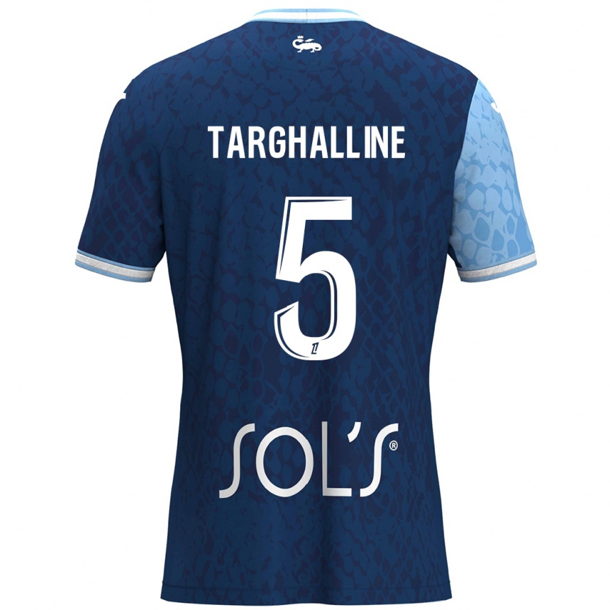 Kids Football Oussama Targhalline #5 Sky Blue Dark Blue Home Jersey 2024/25 T-Shirt Canada