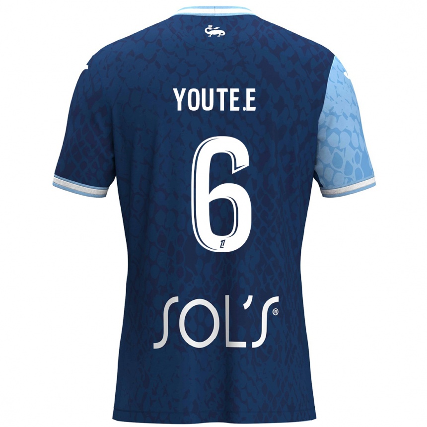 Kids Football Étienne Youté Kinkoué #6 Sky Blue Dark Blue Home Jersey 2024/25 T-Shirt Canada