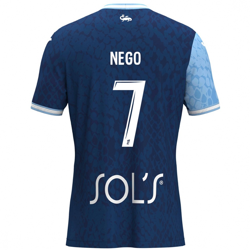 Kids Football Loïc Nego #7 Sky Blue Dark Blue Home Jersey 2024/25 T-Shirt Canada