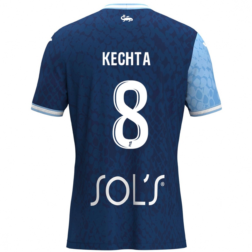 Kids Football Yassine Kechta #8 Sky Blue Dark Blue Home Jersey 2024/25 T-Shirt Canada