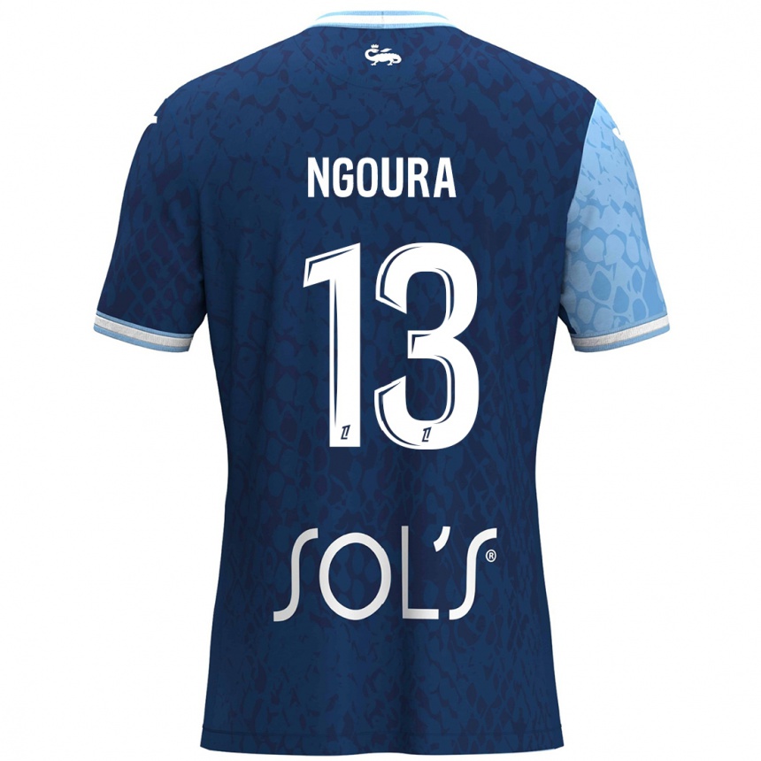 Kids Football Steve Ngoura #13 Sky Blue Dark Blue Home Jersey 2024/25 T-Shirt Canada