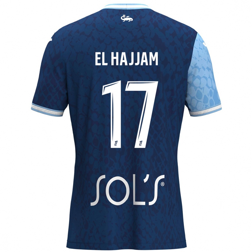 Kids Football Oualid El Hajjam #17 Sky Blue Dark Blue Home Jersey 2024/25 T-Shirt Canada