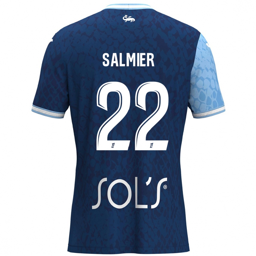 Kids Football Yoann Salmier #22 Sky Blue Dark Blue Home Jersey 2024/25 T-Shirt Canada