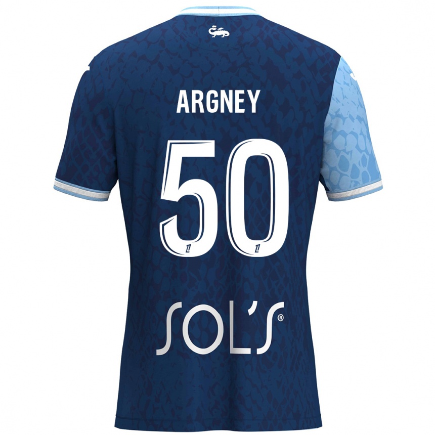 Kids Football Paul Argney #50 Sky Blue Dark Blue Home Jersey 2024/25 T-Shirt Canada