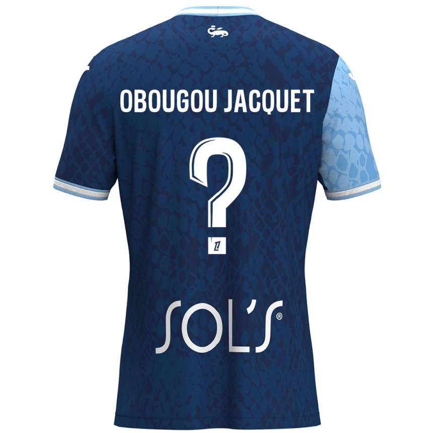 Kids Football Noam Obougou Jacquet #0 Sky Blue Dark Blue Home Jersey 2024/25 T-Shirt Canada