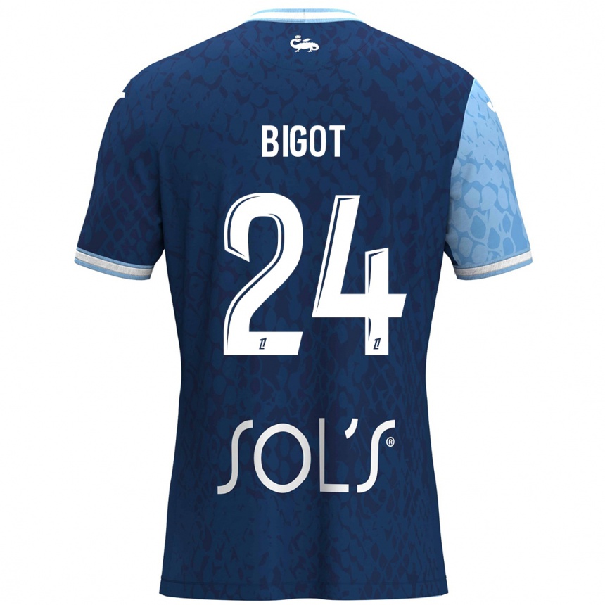 Kids Football Maureen Bigot #24 Sky Blue Dark Blue Home Jersey 2024/25 T-Shirt Canada