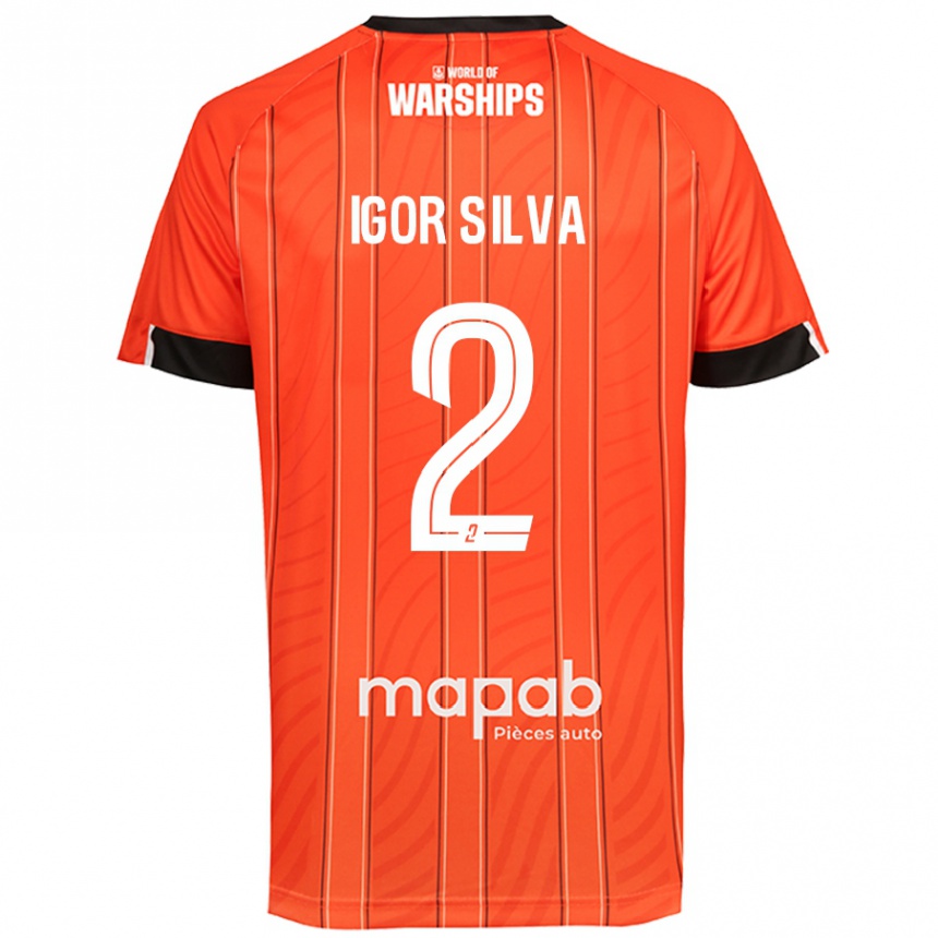 Kids Football Igor Silva #2 Orange Home Jersey 2024/25 T-Shirt Canada