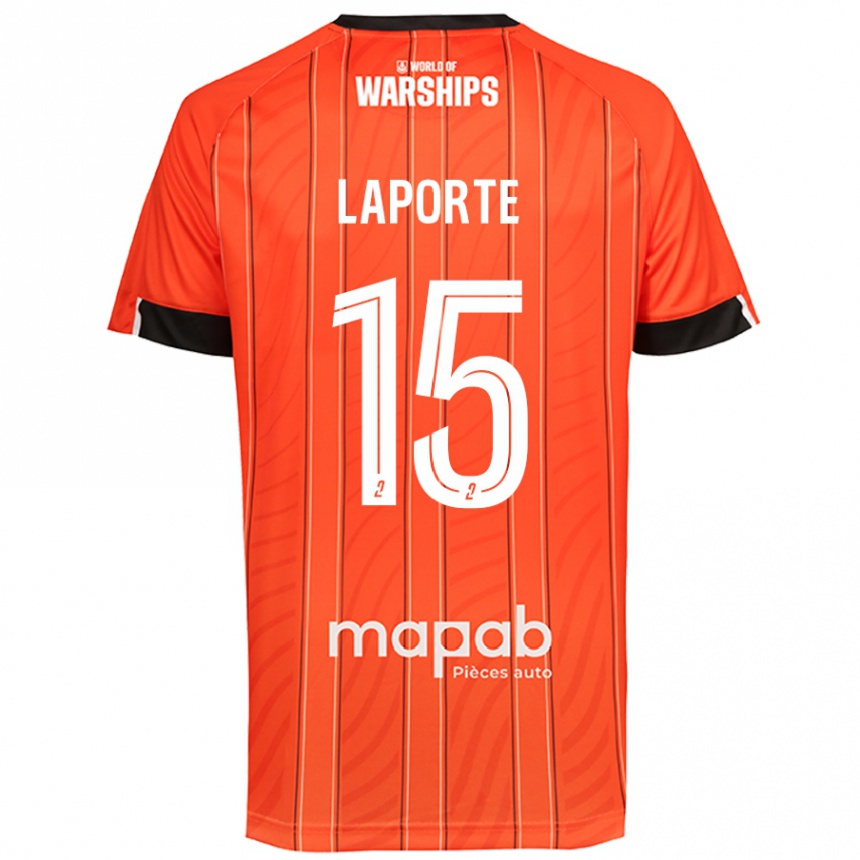 Kids Football Julien Laporte #15 Orange Home Jersey 2024/25 T-Shirt Canada