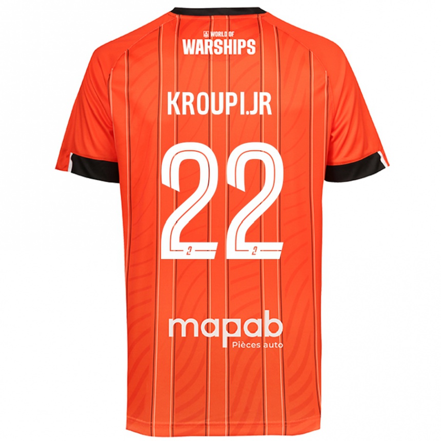 Kids Football Eli Junior Kroupi #22 Orange Home Jersey 2024/25 T-Shirt Canada