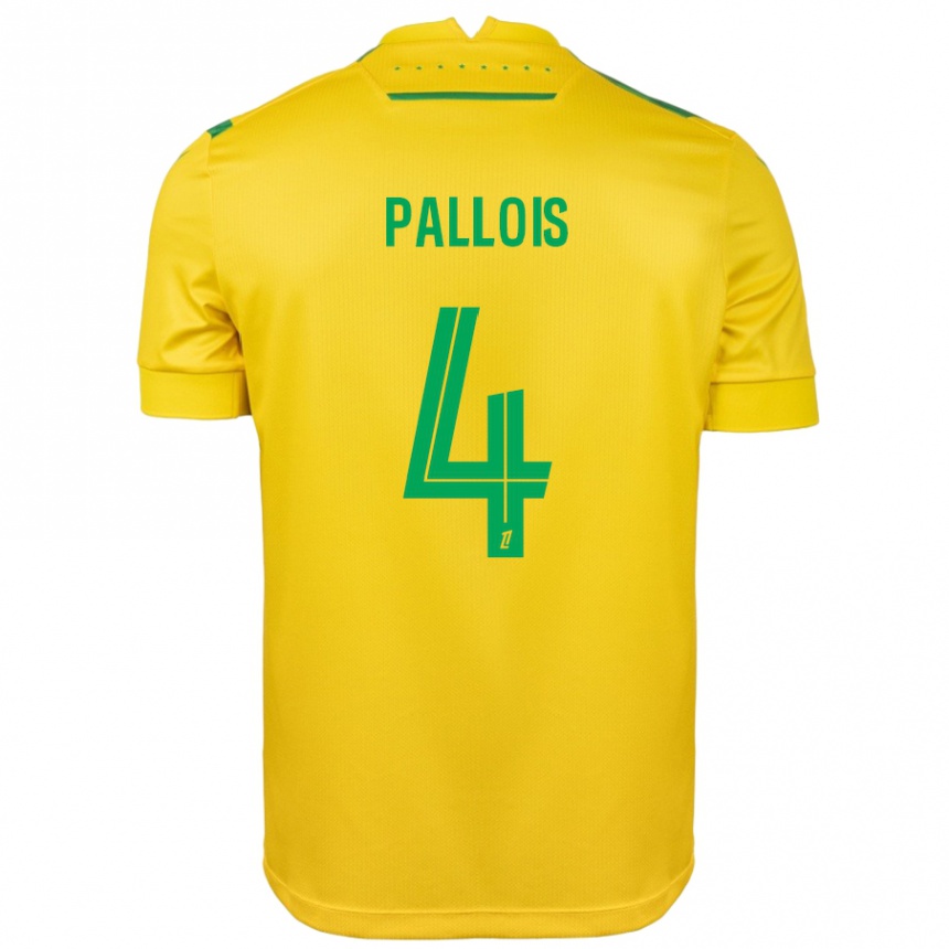 Kids Football Nicolas Pallois #4 Yellow Green Home Jersey 2024/25 T-Shirt Canada