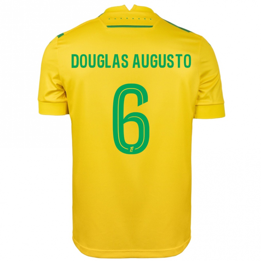 Kids Football Douglas Augusto #6 Yellow Green Home Jersey 2024/25 T-Shirt Canada