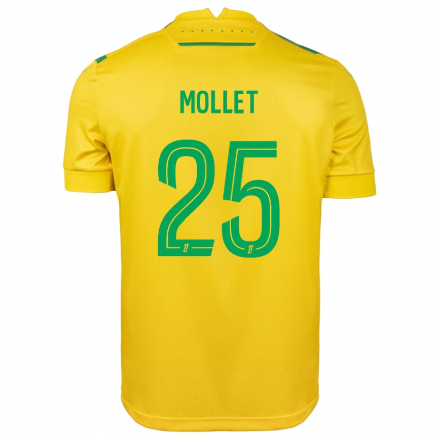 Kids Football Florent Mollet #25 Yellow Green Home Jersey 2024/25 T-Shirt Canada