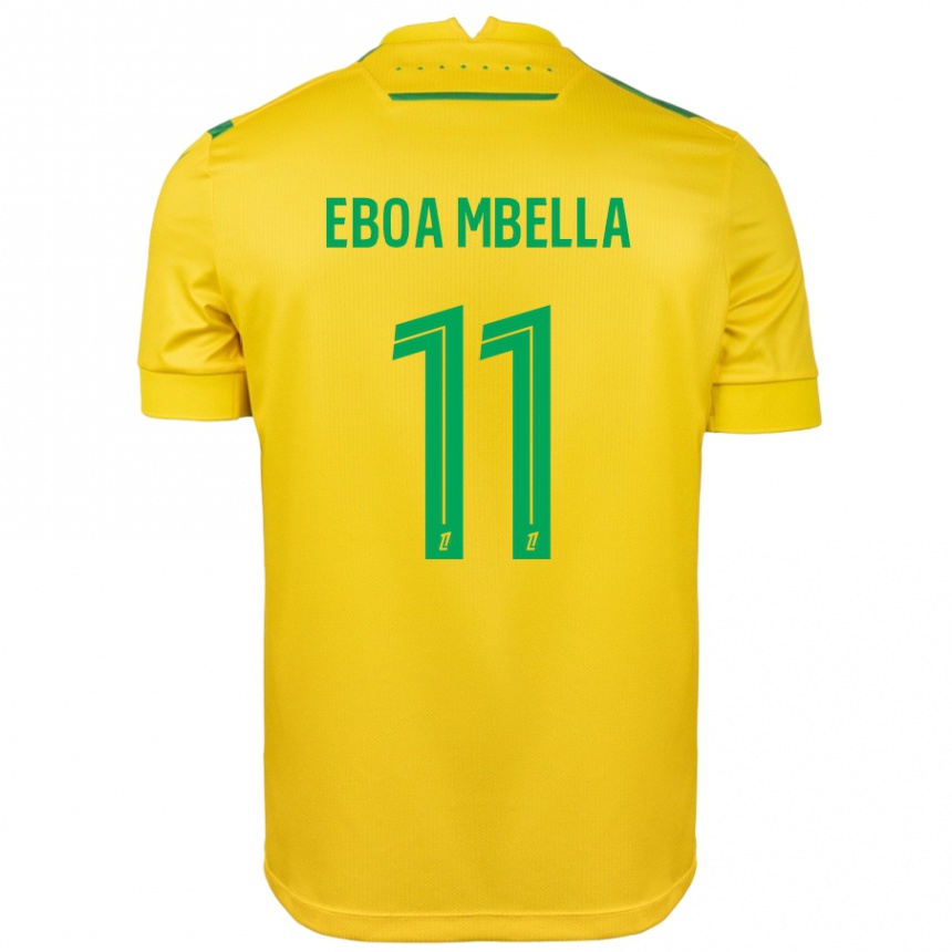 Kids Football Eden Eboa Mbella #11 Yellow Green Home Jersey 2024/25 T-Shirt Canada