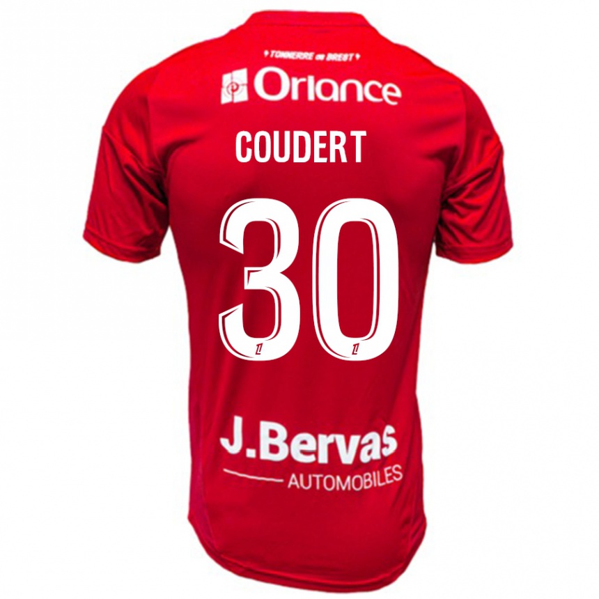 Kids Football Grégoire Coudert #30 Red White Home Jersey 2024/25 T-Shirt Canada