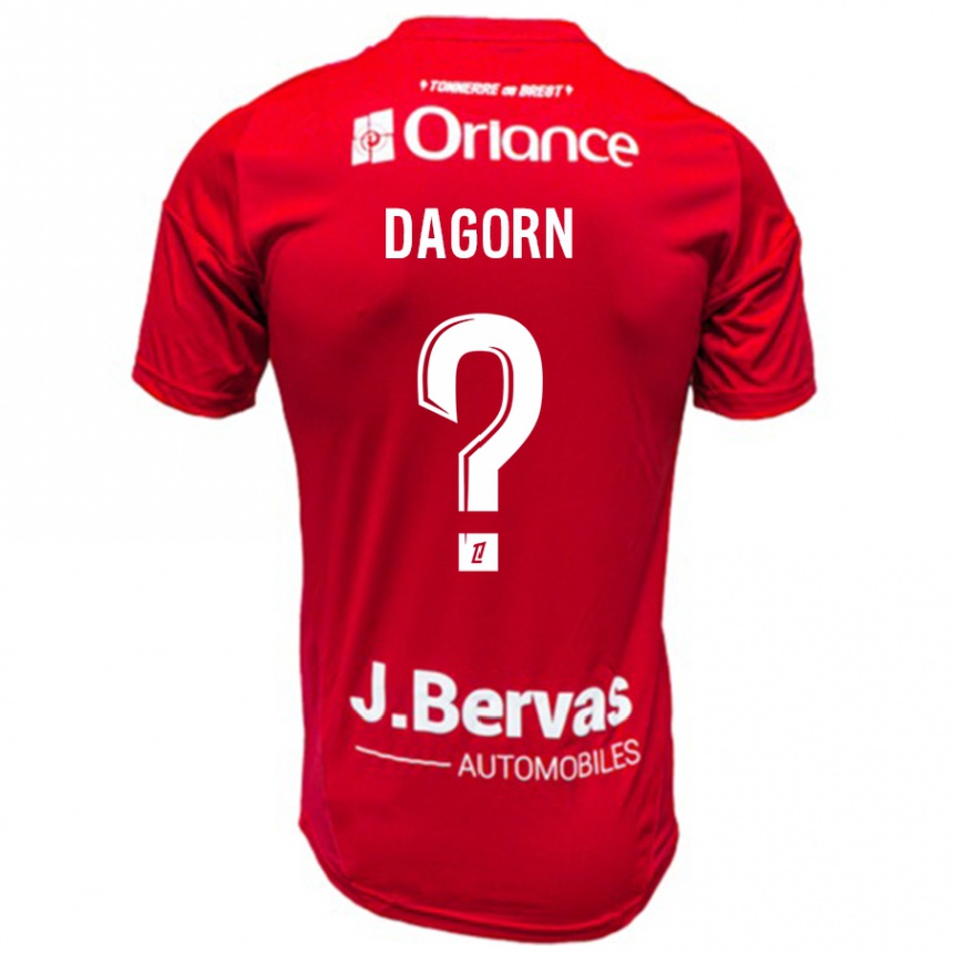 Kids Football Maxime Dagorn #0 Red White Home Jersey 2024/25 T-Shirt Canada