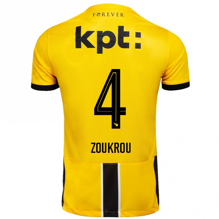 Enfant Football Maillot Tanguy Zoukrou #4 Jaune Noir Tenues Domicile 2024/25 Canada