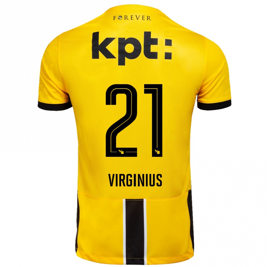 Kids Football Alan Virginius #21 Yellow Black Home Jersey 2024/25 T-Shirt Canada