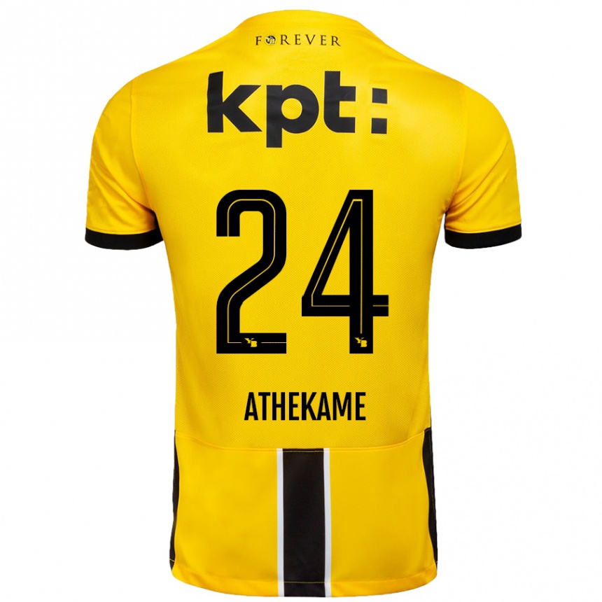 Enfant Football Maillot Zachary Athekame #24 Jaune Noir Tenues Domicile 2024/25 Canada