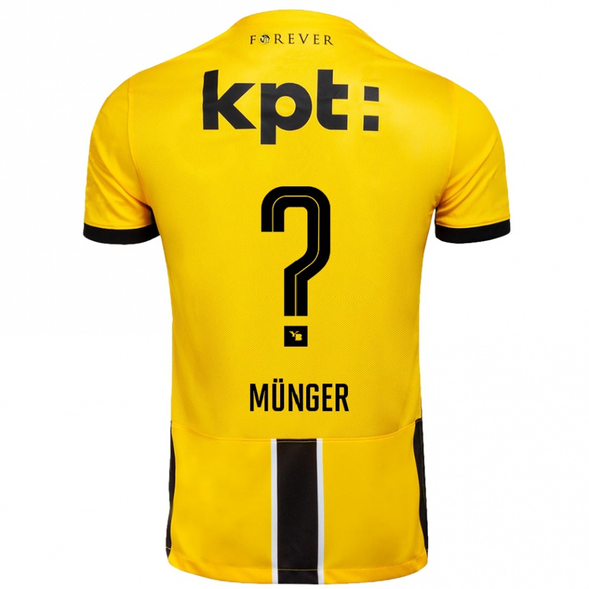 Enfant Football Maillot Nil Münger #0 Jaune Noir Tenues Domicile 2024/25 Canada