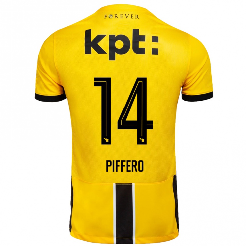 Enfant Football Maillot David Piffero #14 Jaune Noir Tenues Domicile 2024/25 Canada