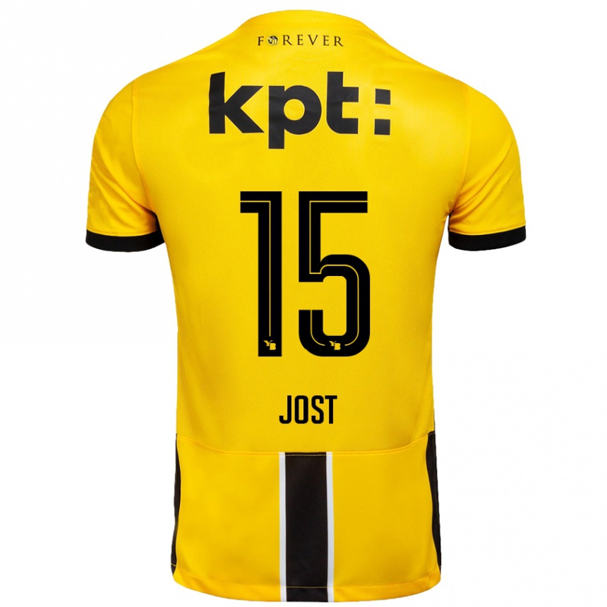 Enfant Football Maillot Tristan Jost #15 Jaune Noir Tenues Domicile 2024/25 Canada