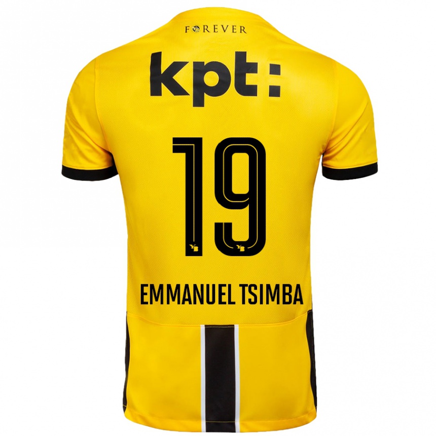 Enfant Football Maillot Felix Emmanuel Tsimba #19 Jaune Noir Tenues Domicile 2024/25 Canada