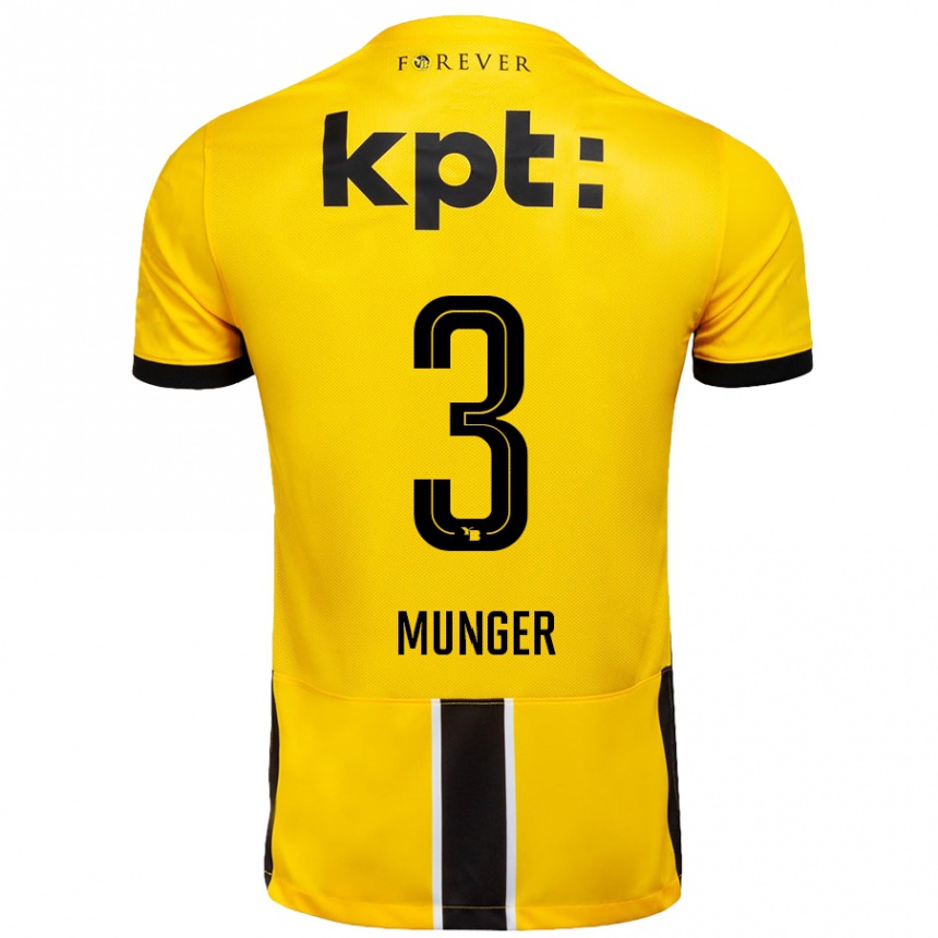 Enfant Football Maillot Noa Münger #3 Jaune Noir Tenues Domicile 2024/25 Canada