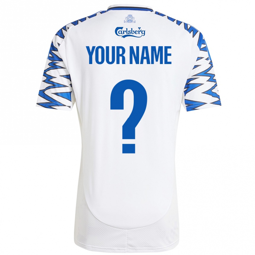 Kids Football Your Name #0 White Sky Blue Home Jersey 2024/25 T-Shirt Canada