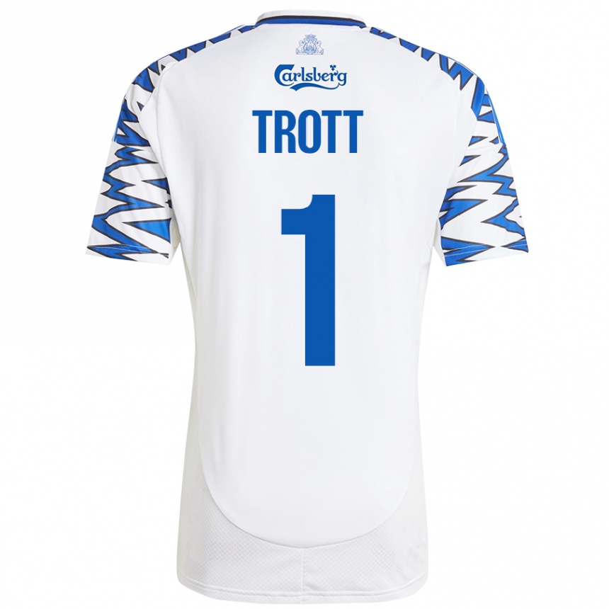 Kids Football Nathan Trott #1 White Sky Blue Home Jersey 2024/25 T-Shirt Canada