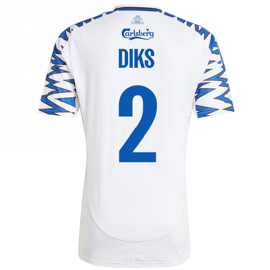 Kids Football Kevin Diks #2 White Sky Blue Home Jersey 2024/25 T-Shirt Canada