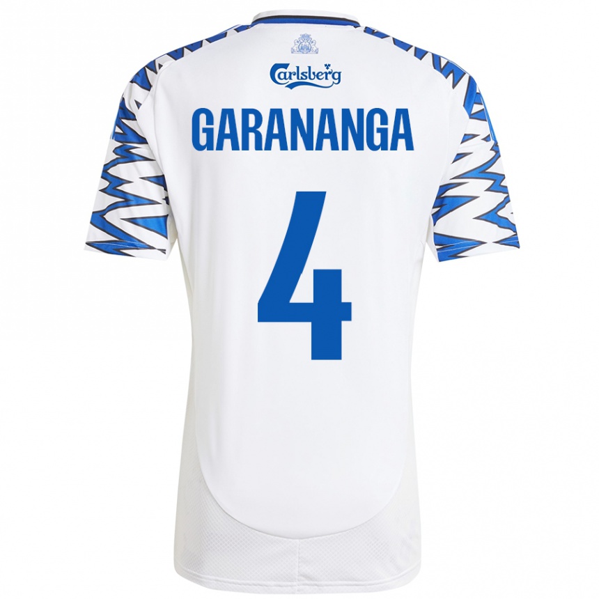 Kids Football Munashe Garananga #4 White Sky Blue Home Jersey 2024/25 T-Shirt Canada