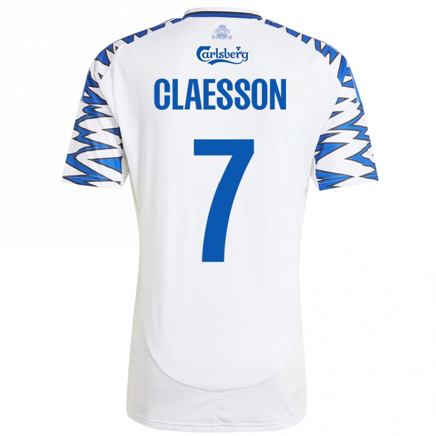 Kids Football Viktor Claesson #7 White Sky Blue Home Jersey 2024/25 T-Shirt Canada