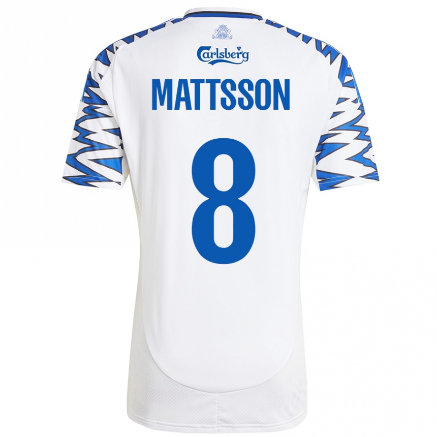 Kids Football Magnus Mattsson #8 White Sky Blue Home Jersey 2024/25 T-Shirt Canada