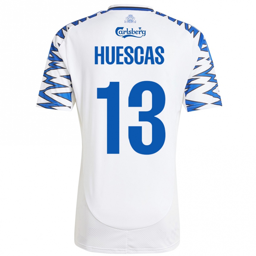 Kids Football Rodrigo Huescas #13 White Sky Blue Home Jersey 2024/25 T-Shirt Canada